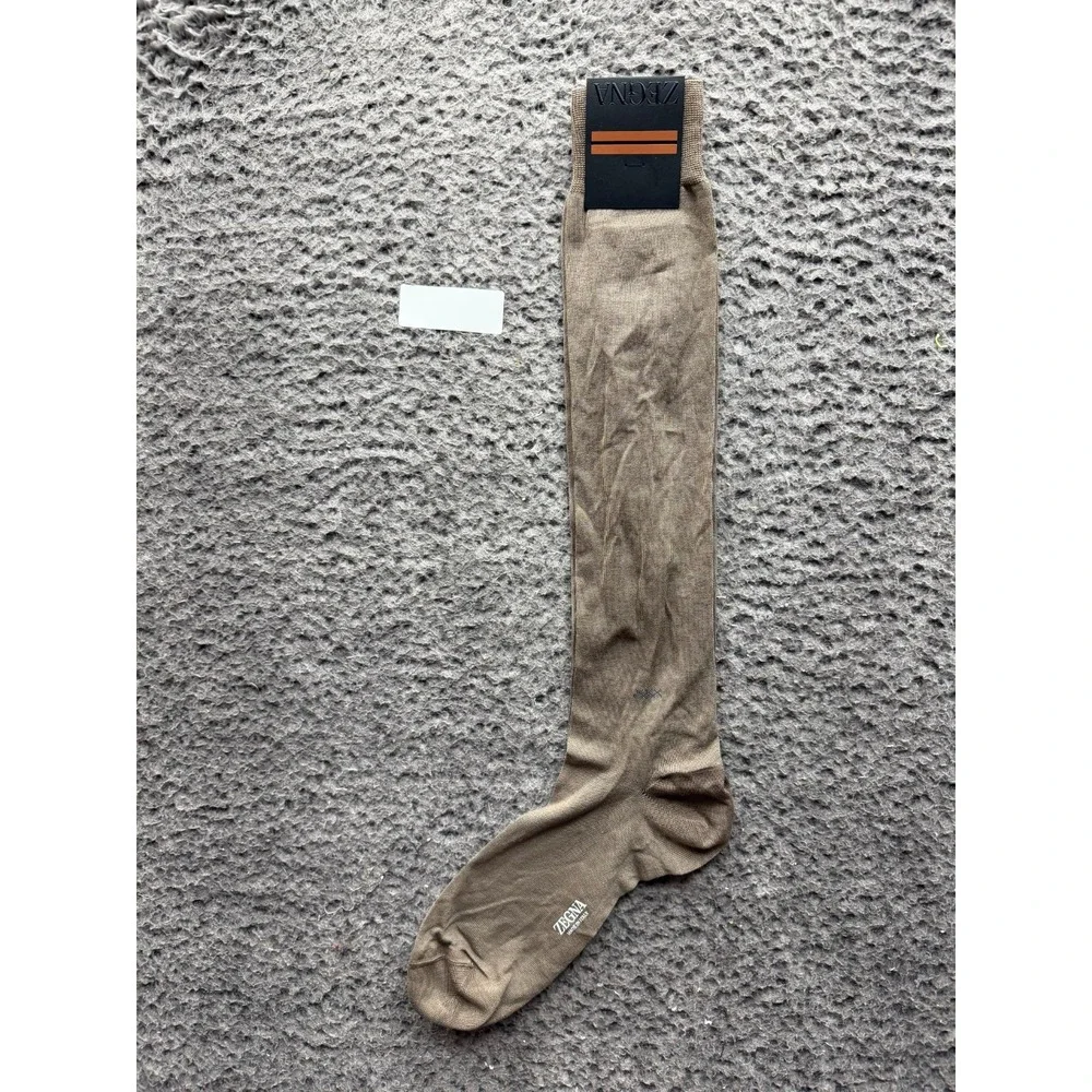 NWT Zegna Baguette Mercerised Stretch Cotton Knee Sock Rust One Size Unisex